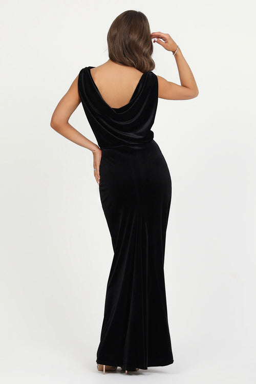 Black Cowl Back Velvet Dress - Bridesmaid Dress - Formal Evening Gown Dsir Couture Black Cowl Back Velvet Dress - Bridesmaid Dress - Formal Evening Gown Dsir Couture