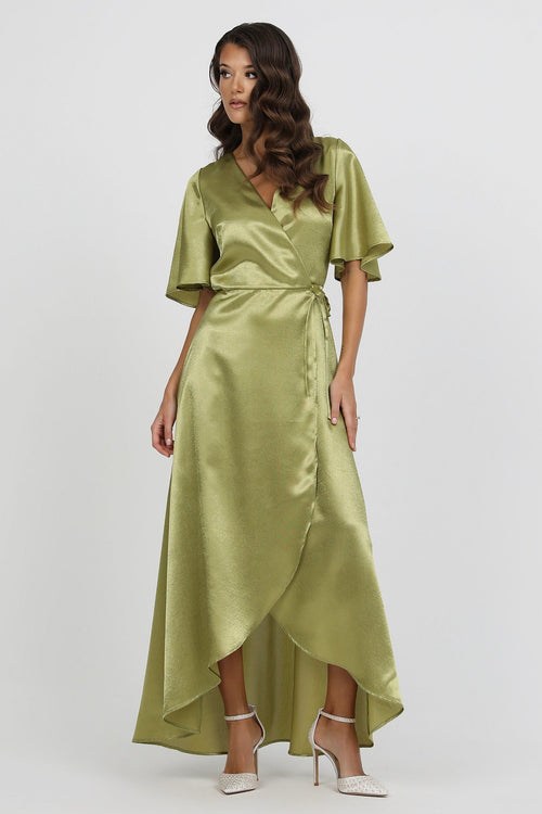 Satin Dress, crepe back satin dress, Wrap Dress, satin evening dress, bridesmaid dress satin, Long satin dress, Sage Green Dress, Bridesmaid Dress, Formal Dress, Wedding Guest Dress, Evening Gown, prom dress, evening dress, maxi dress, elegant dress