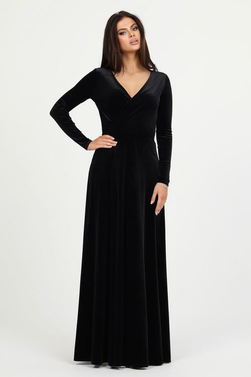 Black Wrap V Neckline Velvet Dress Black Wrap V Neckline Velvet Dress