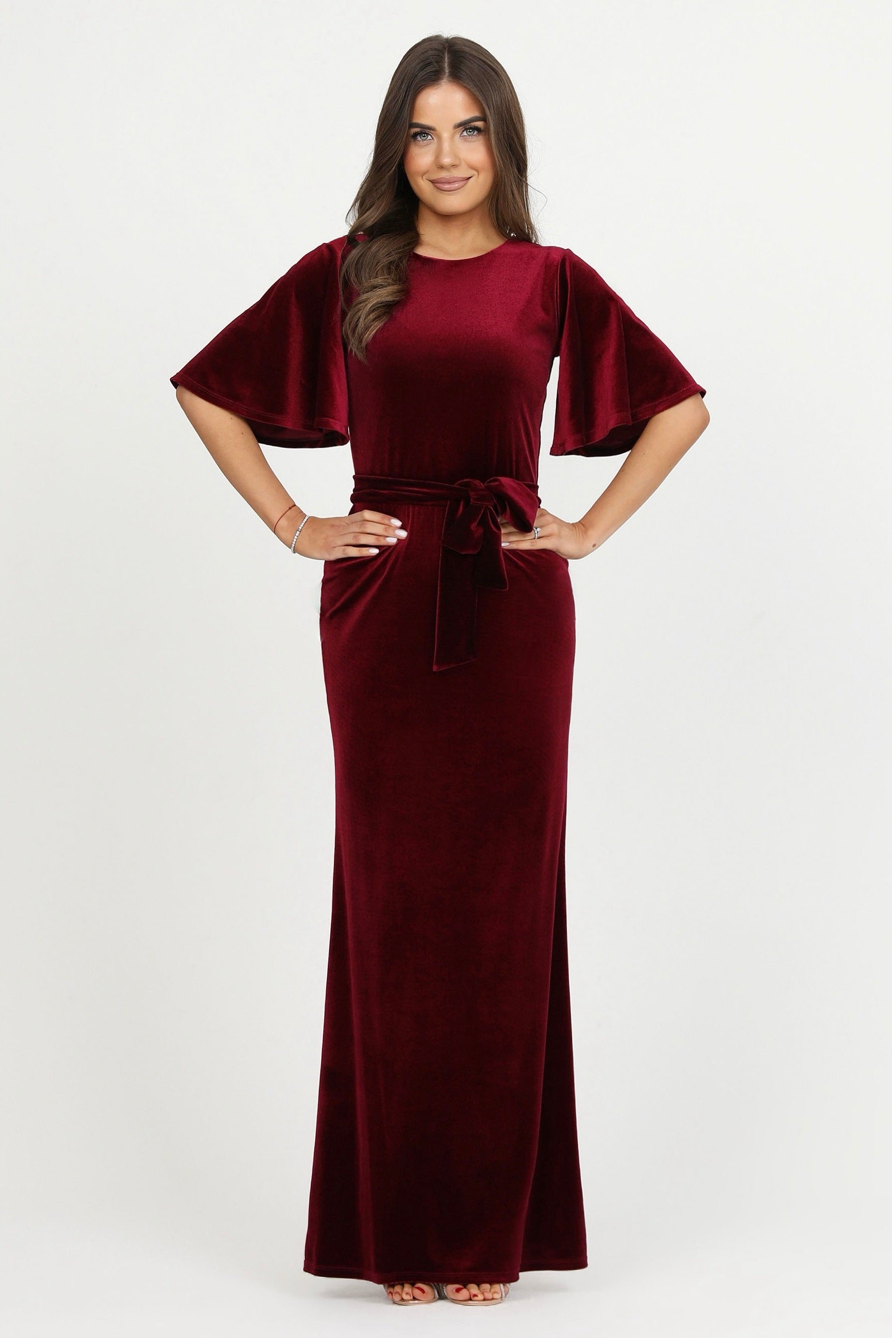 burgundy velvet bridesmaid dresses Long Sleeves Long Dresses, BN1098 this floor Cabernet Bridesmaid Dress Velvet Size