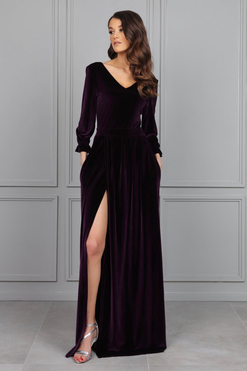 Plum Velvet Dress - Bridesmaid Dress - Formal Evening Gown Dsir Couture Plum Velvet Dress - Bridesmaid Dress - Formal Evening Gown Dsir Couture