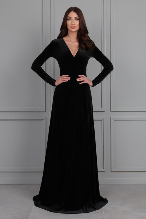 Black Velvet Dress - Bridesmaid Dress - Formal Evening Gown Dsir Couture Black Velvet Dress - Bridesmaid Dress - Formal Evening Gown Dsir Couture