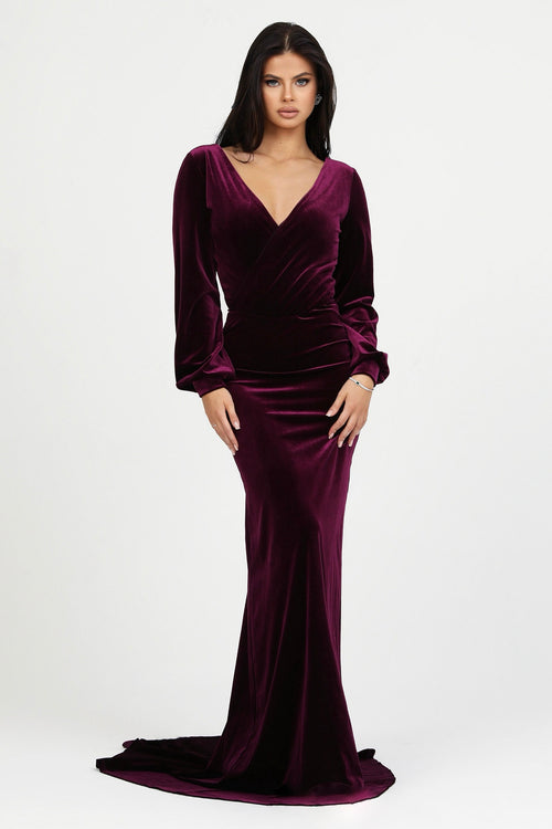 Dark Purple Velvet Dress - Bridesmaid Dress - Gown Dsir Couture Dark Purple Velvet Dress - Bridesmaid Dress - Gown Dsir Couture