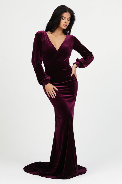 Dark Purple Velvet Dress - Bridesmaid Dress - Gown Dsir Couture Dark Purple Velvet Dress - Bridesmaid Dress - Gown Dsir Couture
