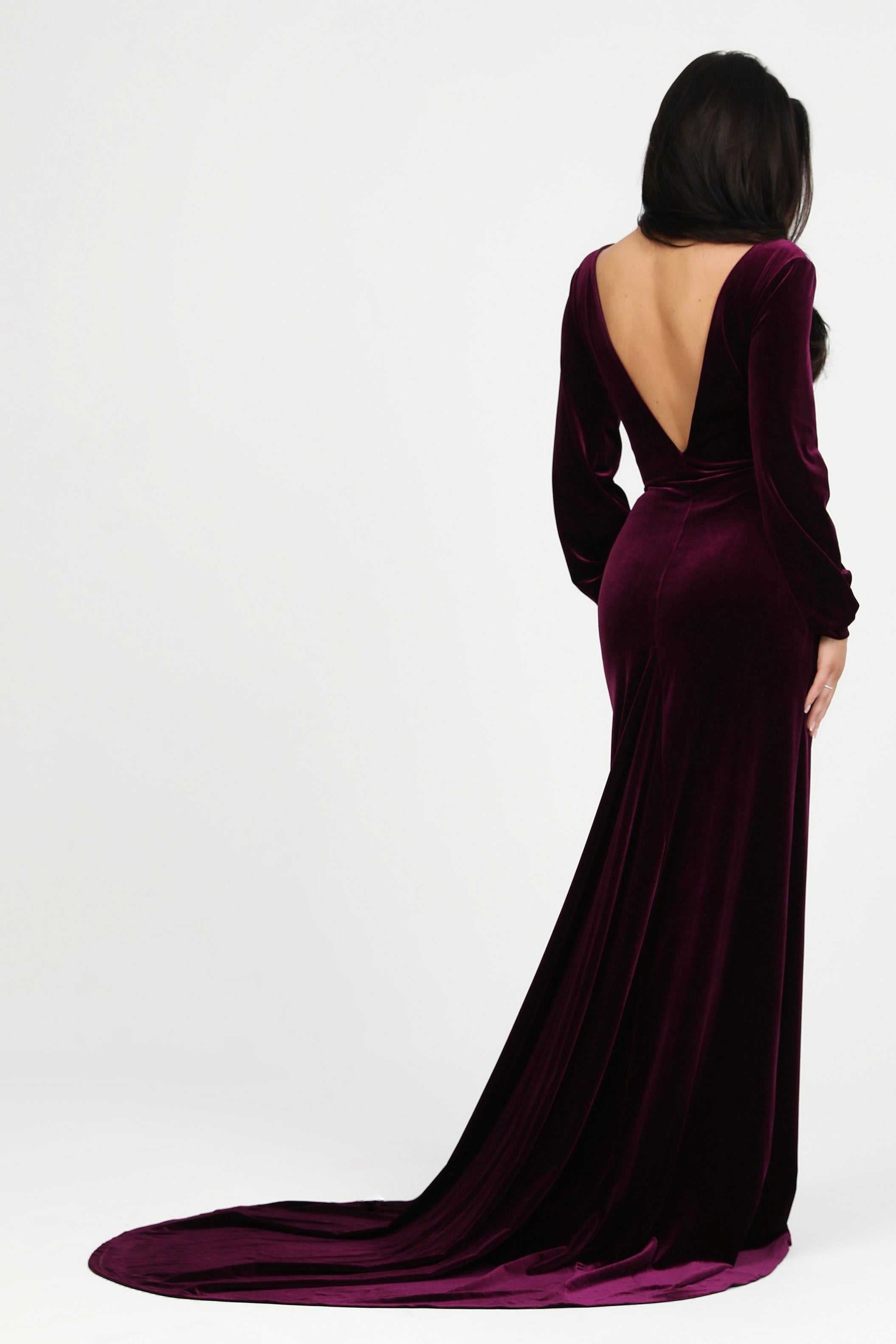purple velvet bridesmaid dress Purple Velvet V-Neck Midi Dress, Flutter Sleeve Formal Dress, Wedding Guest Dress, Elegant A-Line Dress, Velvet Bridesmaid Dress #womensdresses #bridesmaiddresses #purpledress #vneckdress #formaldress #desirvale #maidofhonor #elegantdress #bridesmaids