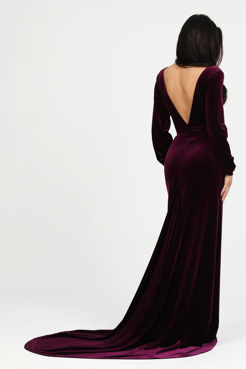 Dark Purple Velvet Dress - Bridesmaid Dress - Gown Dsir Couture Dark Purple Velvet Dress - Bridesmaid Dress - Gown Dsir Couture