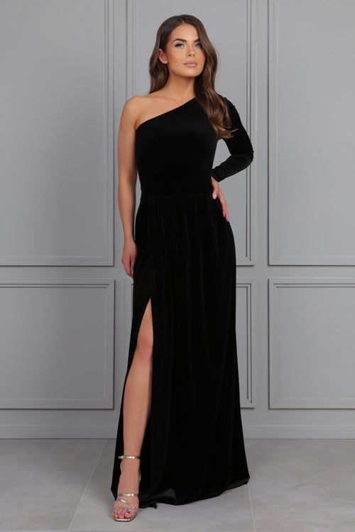 Black Velvet Dress - One Shoulder Dress - Bridesmaid Dress Dsir Couture Black Velvet Dress - One Shoulder Dress - Bridesmaid Dress Dsir Couture