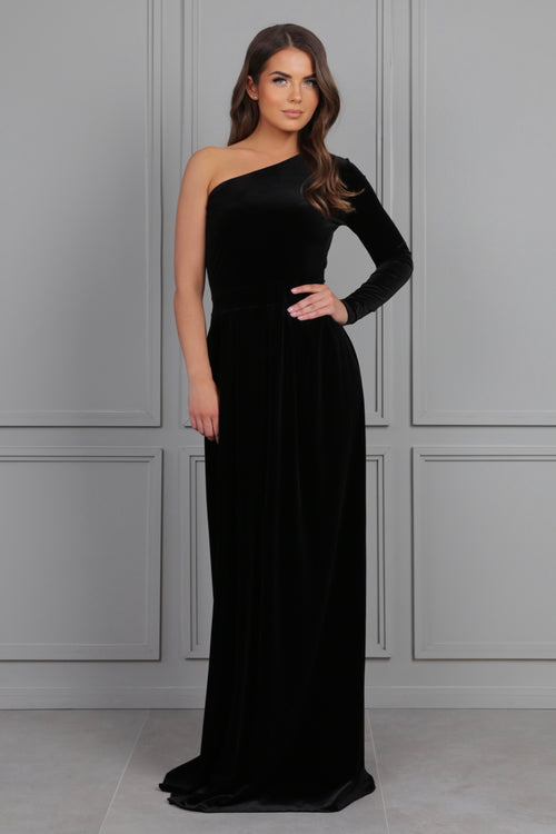 Black Velvet Dress - One Shoulder Dress - Bridesmaid Dress Dsir Couture Black Velvet Dress - One Shoulder Dress - Bridesmaid Dress Dsir Couture