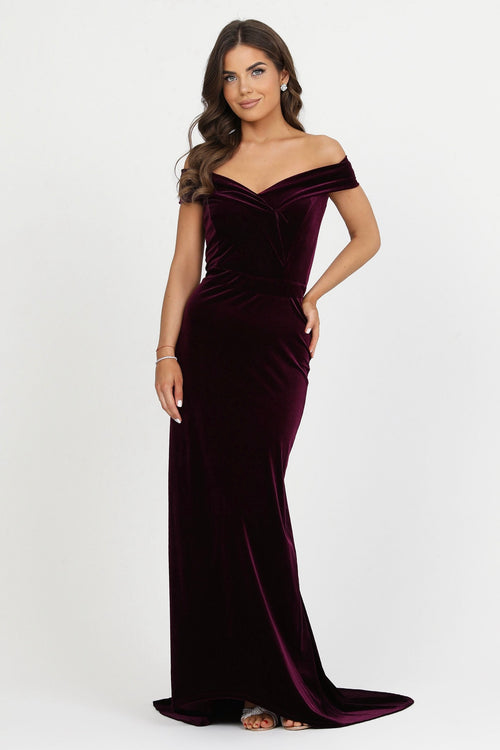 Dark Purple Velvet Off The Shoulder Dress - Bridesmaid Dress - Gown Dsir Couture Dark Purple Velvet Off The Shoulder Dress - Bridesmaid Dress - Gown Dsir Couture