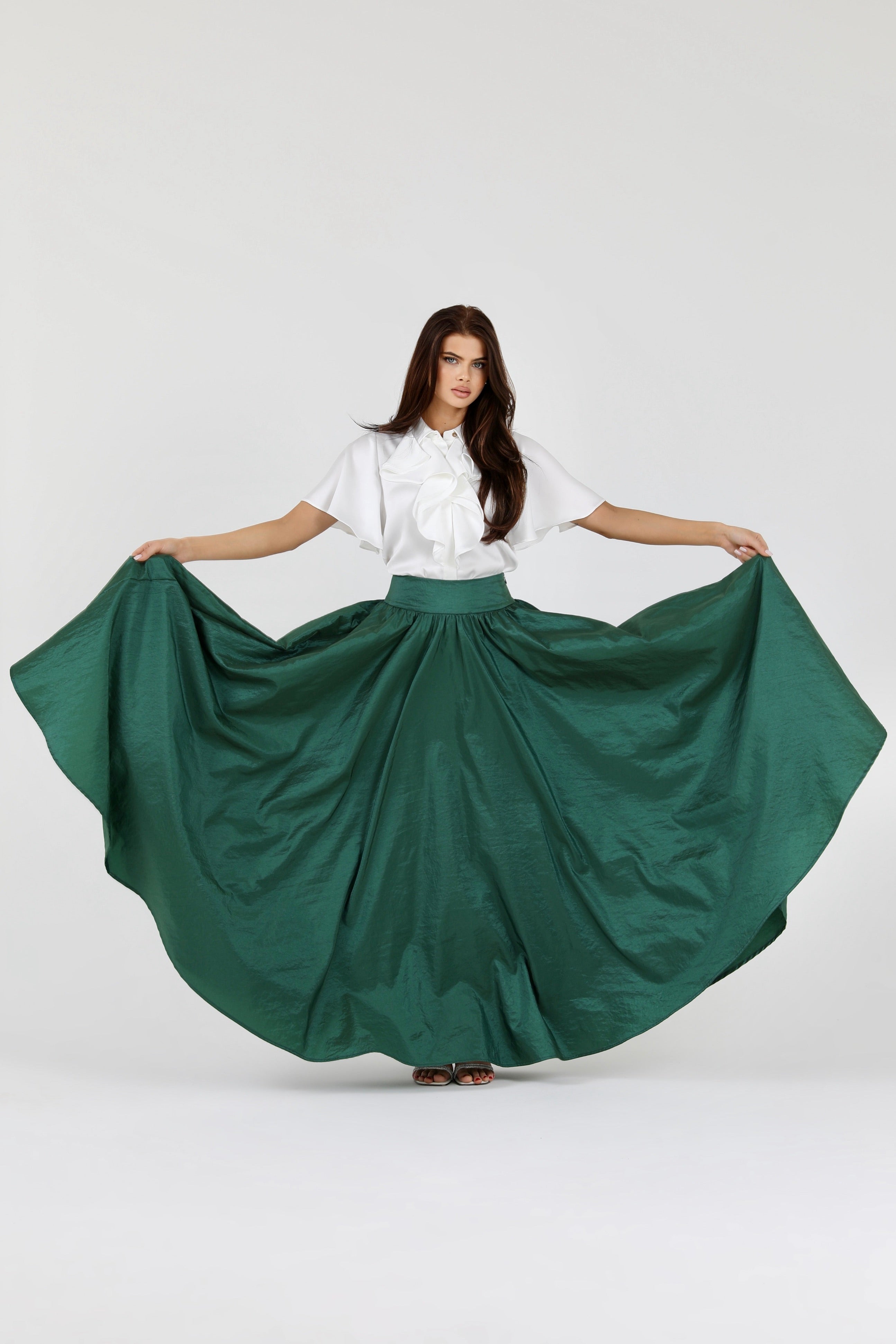 Green Taffeta Full Circle Skirt