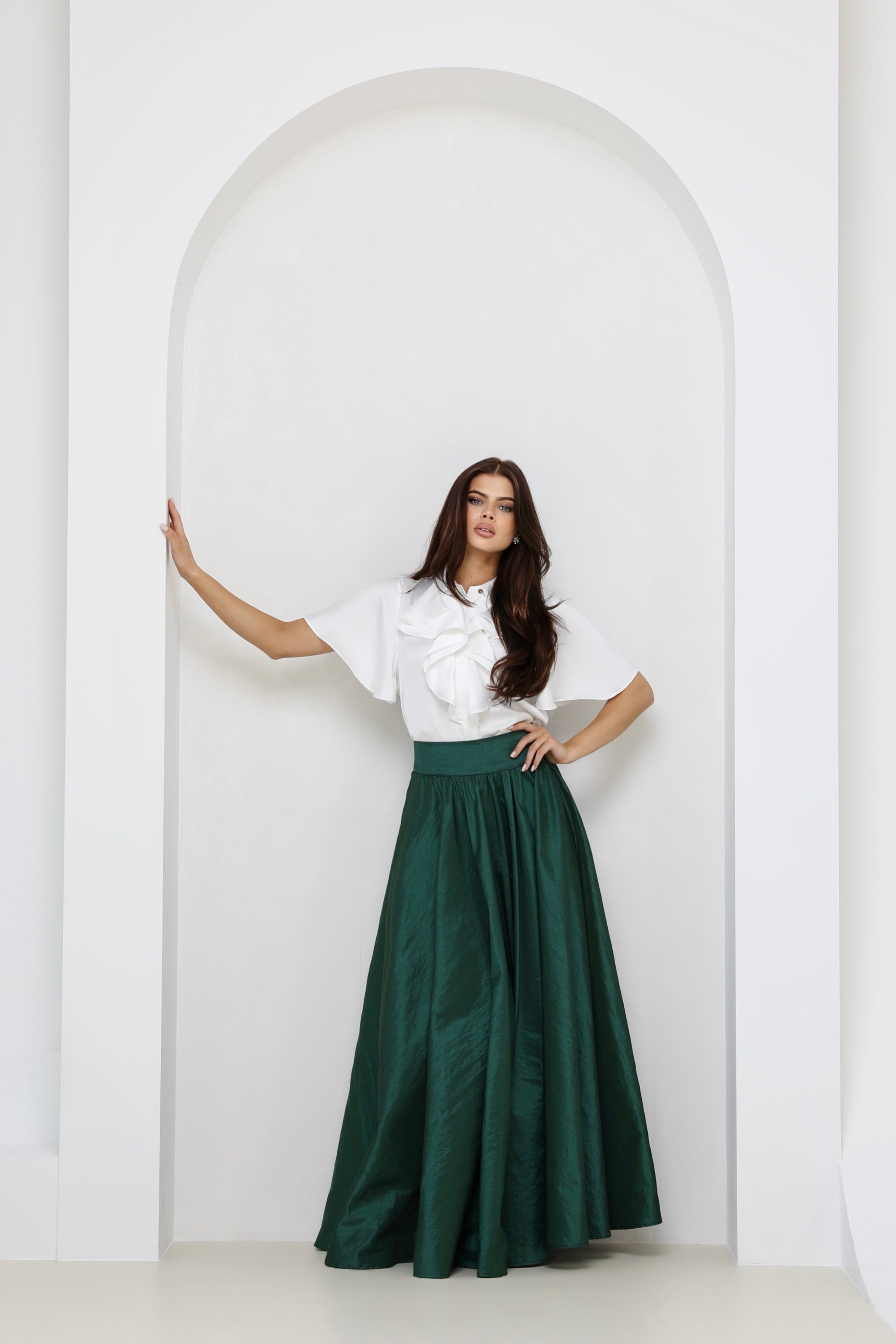 Green Taffeta Full Circle Skirt - Women Skirts - Taffeta Skirts