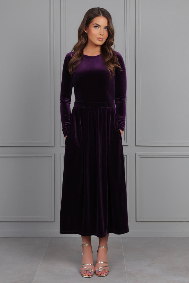 Plum Velvet Midi Dress