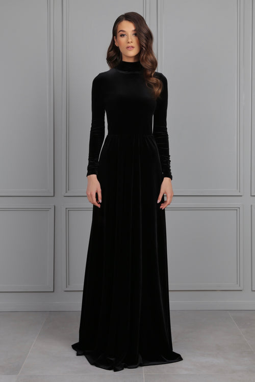 Black Velvet Dress - Bridesmaid Dress - Formal Evening Gown Dsir Couture Black Velvet Dress - Bridesmaid Dress - Formal Evening Gown Dsir Couture