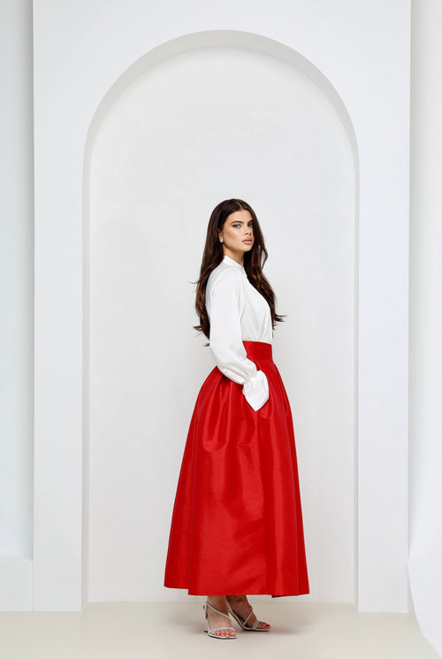 skirt, women skirt, formal skirt, taffeta skirt, ball skirt, skirt with pockets, classic skirt, long skirt, maxi skirt, red skirt