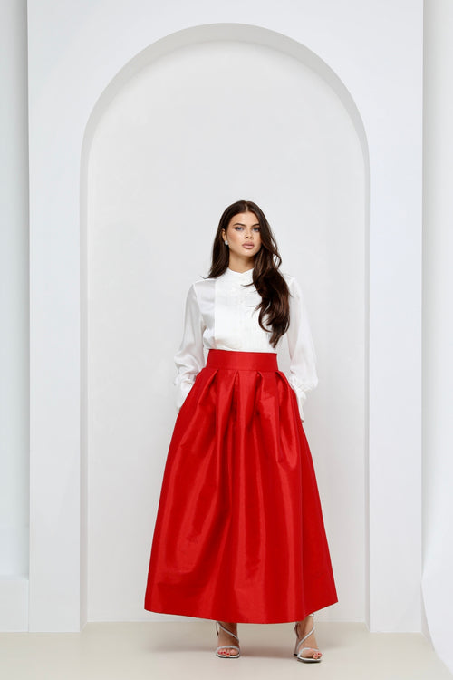 skirt, women skirt, formal skirt, taffeta skirt, ball skirt, skirt with pockets, classic skirt, long skirt, maxi skirt, red skirt