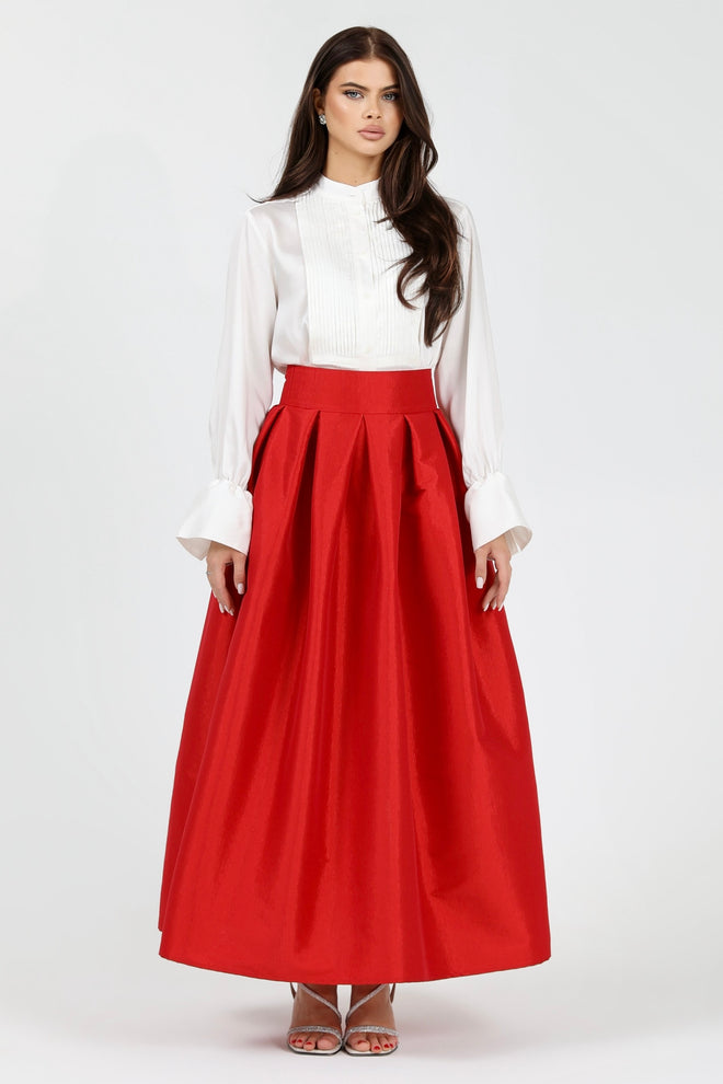 skirt, women skirt, formal skirt, taffeta skirt, ball skirt, skirt with pockets, classic skirt, long skirt, maxi skirt, red skirt