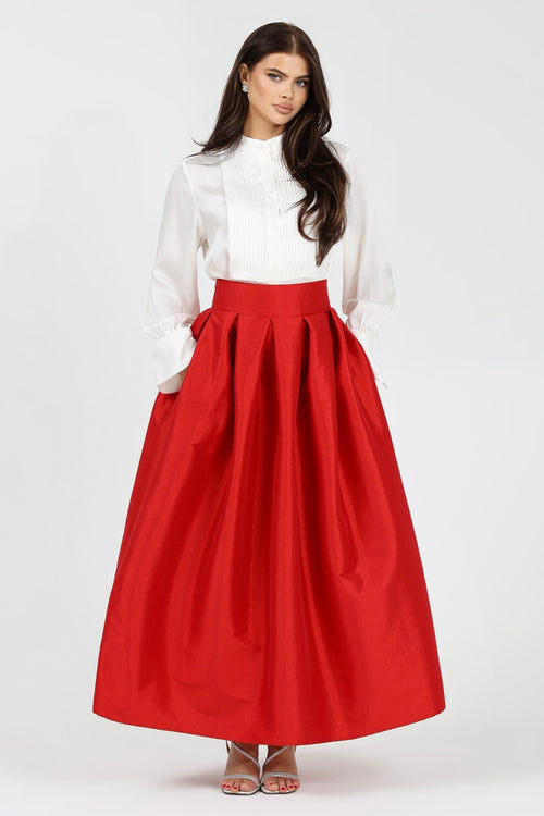 skirt, women skirt, formal skirt, taffeta skirt, ball skirt, skirt with pockets, classic skirt, long skirt, maxi skirt, red skirt