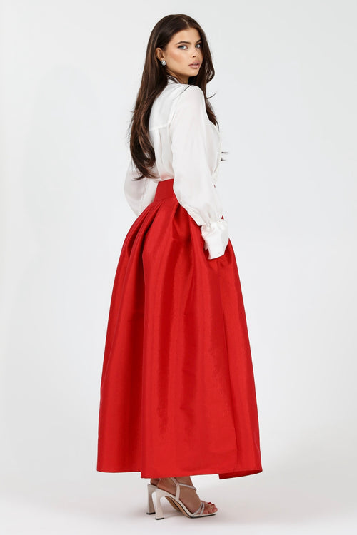 skirt, women skirt, formal skirt, taffeta skirt, ball skirt, skirt with pockets, classic skirt, long skirt, maxi skirt, red skirt