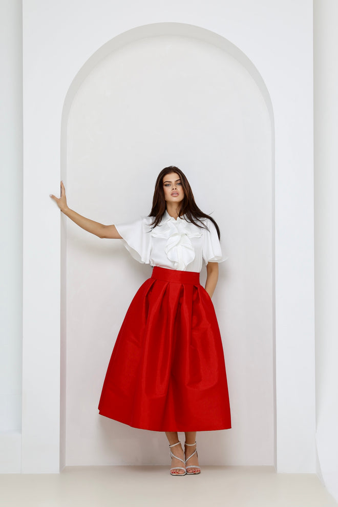 skirt, women skirt, formal skirt, taffeta skirt, ball skirt, skirt with pockets, classic skirt, red skirt