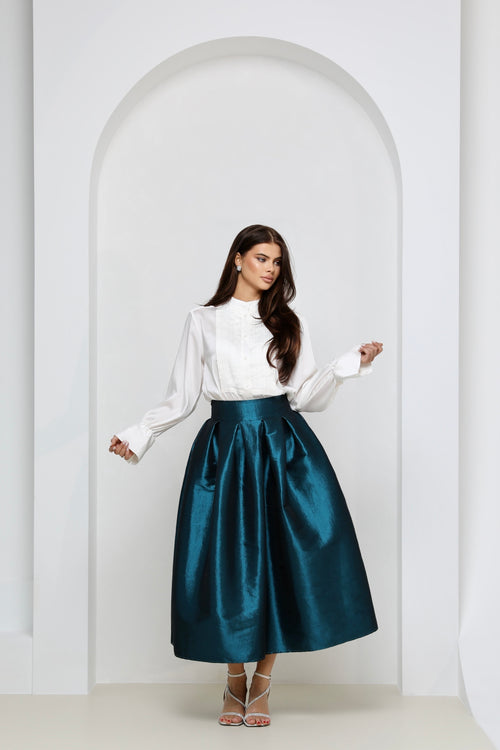 skirt, women skirt, formal skirt, taffeta skirt, ball skirt, skirt with pockets, classic skirt, teal skirt