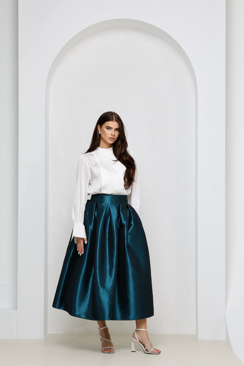 skirt, women skirt, formal skirt, taffeta skirt, ball skirt, skirt with pockets, classic skirt, teal skirt