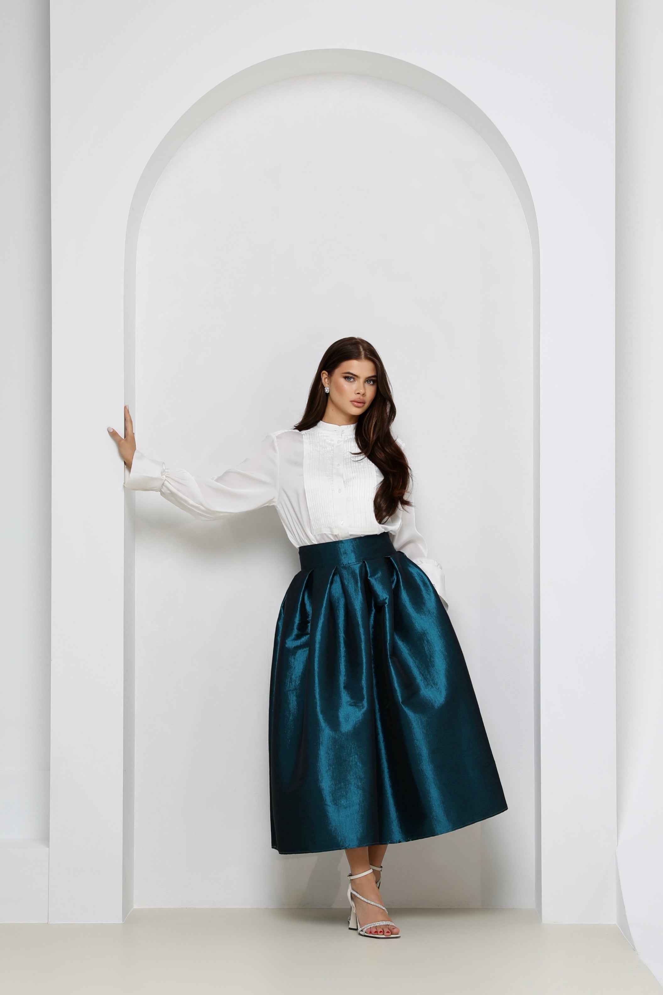 Teal Taffeta Skirt - Women Skirts - Taffeta Skirts – Désir Couture