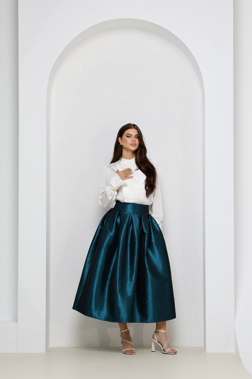 skirt, women skirt, formal skirt, taffeta skirt, ball skirt, skirt with pockets, classic skirt, teal skirt