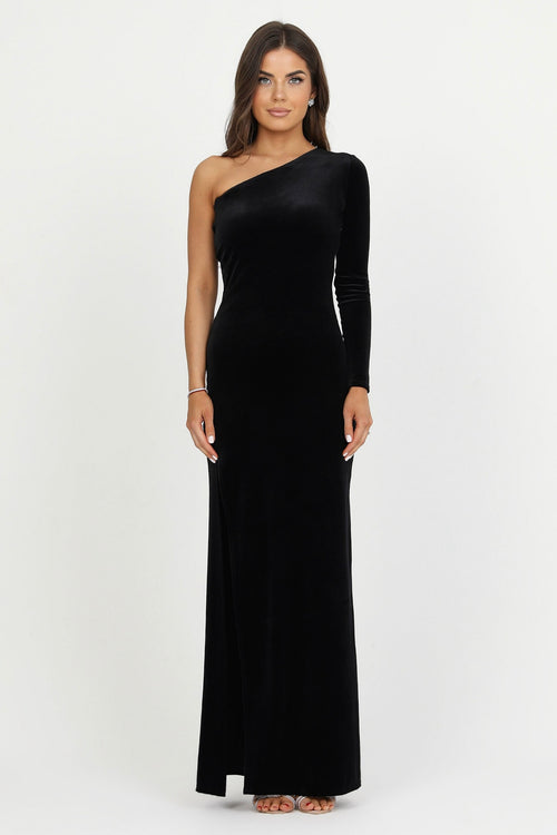 Black Velvet Dress - One Shoulder Dress - Bridesmaid Dress Dsir Couture Black Velvet Dress - One Shoulder Dress - Bridesmaid Dress Dsir Couture