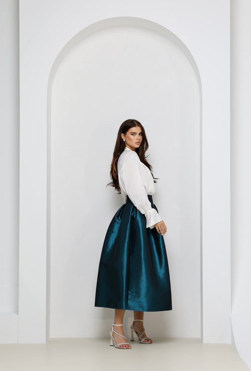 skirt, women skirt, formal skirt, taffeta skirt, ball skirt, skirt with pockets, classic skirt, teal skirt