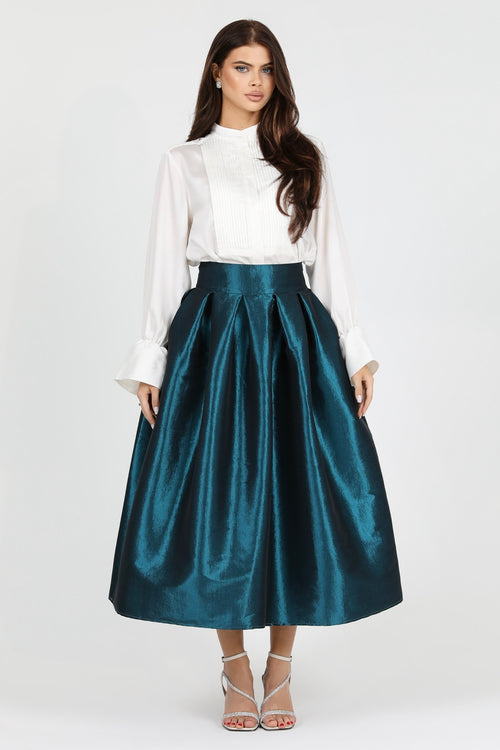 skirt, women skirt, formal skirt, taffeta skirt, ball skirt, skirt with pockets, classic skirt, teal skirt