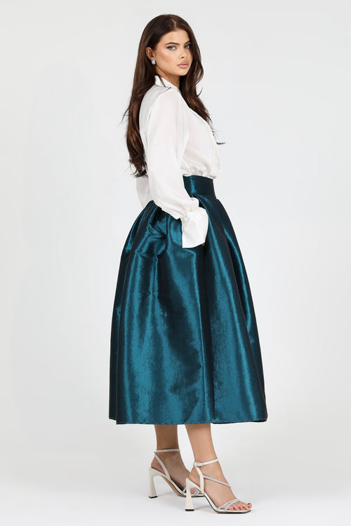 skirt, women skirt, formal skirt, taffeta skirt, ball skirt, skirt with pockets, classic skirt, teal skirt