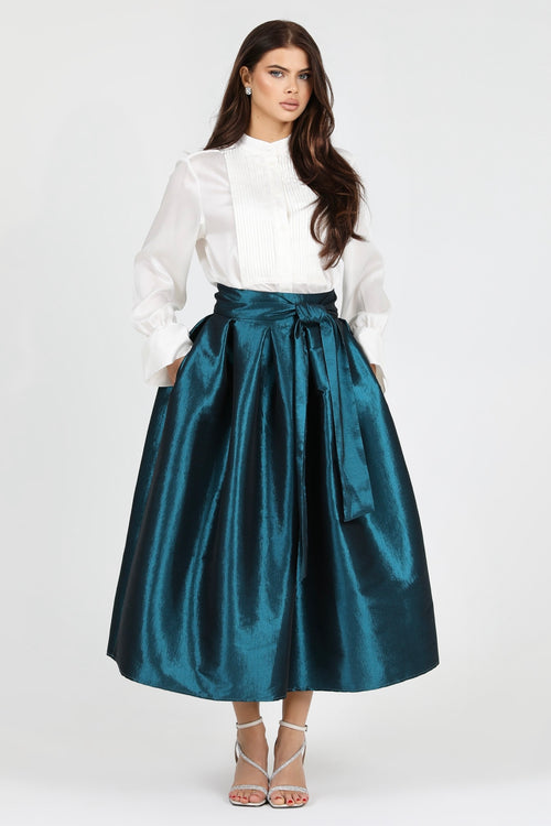 skirt, women skirt, formal skirt, taffeta skirt, ball skirt, skirt with pockets, classic skirt, teal skirt