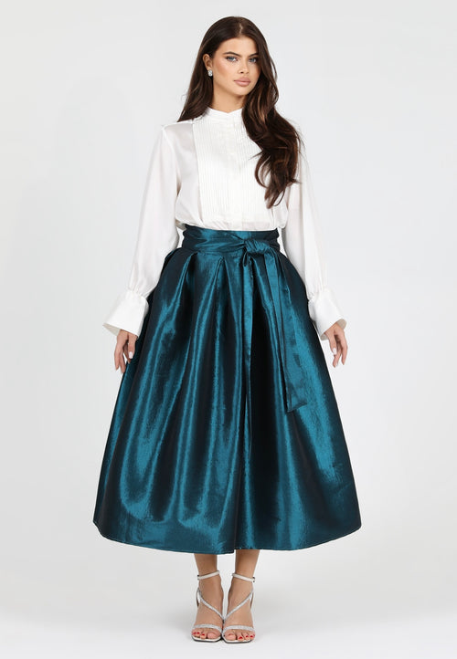 skirt, women skirt, formal skirt, taffeta skirt, ball skirt, skirt with pockets, classic skirt, teal skirt