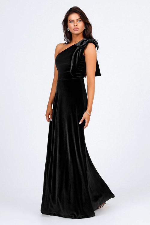 Black Velvet Dress - One Shoulder Dress - Bridesmaid Dress Dsir Couture Black Velvet Dress - One Shoulder Dress - Bridesmaid Dress Dsir Couture