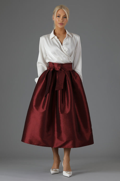 skirt, women skirt, formal skirt, taffeta skirt, ball skirt, skirt with pockets, classic skirt, burgundy skirt
