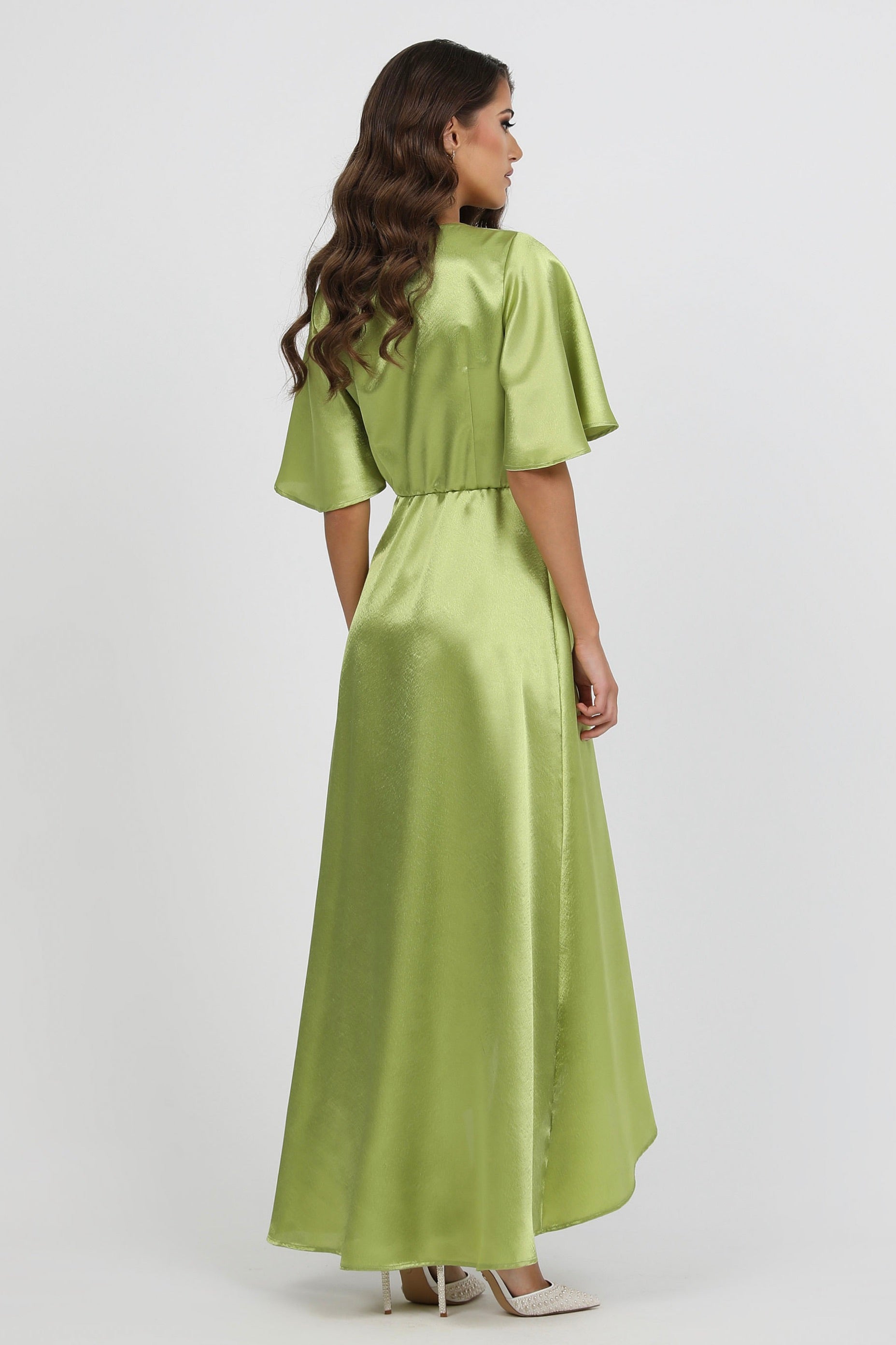 green emerald velvet dress Designer Long Sleeve Wrap Dress | Emerald Wrap Dress main image 0