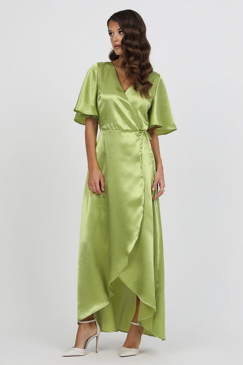 Lime Green Dress, Green dress, Crepe Back satin dress, Satin Dress, Wrap Dress, satin evening dress, bridesmaid dress satin, Long satin dress, Bridesmaid Dress, Formal Dress, Wedding Guest Dress, Evening Gown, gown, custom satin dress, maxi dress