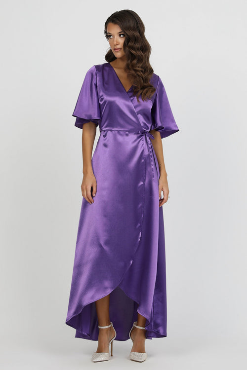 Crepe Back satin dress, Purple dress, Satin Dress, Wrap Dress, satin evening dress, bridesmaid dress satin, Long satin dress, Bridesmaid Dress, Formal Dress, Wedding Guest Dress, custom satin dress, maxi dress,  cocktail dress, elegant dress