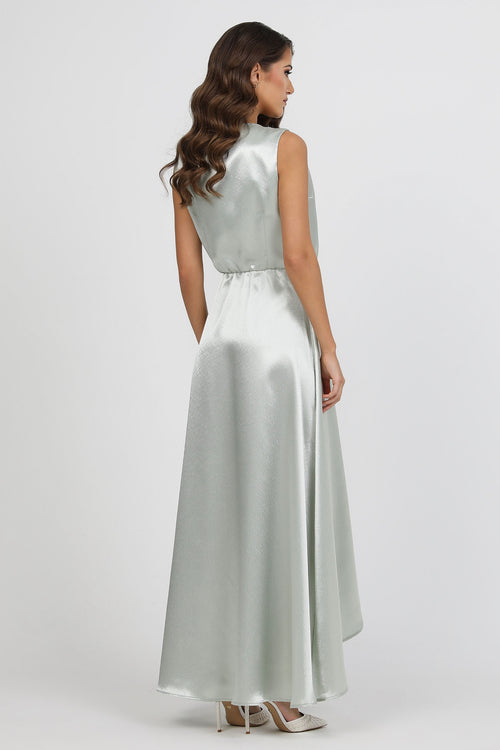 Satin Dress, Crepe Back satin dress, Wrap Dress, satin evening dress, bridesmaid dress satin, Long satin dress, Sage Green Dress, Bridesmaid Dress, Formal Dress, Wedding Guest Dress, Evening Gown, reception dress, evening dress, maxi dress, sleeveless dress
