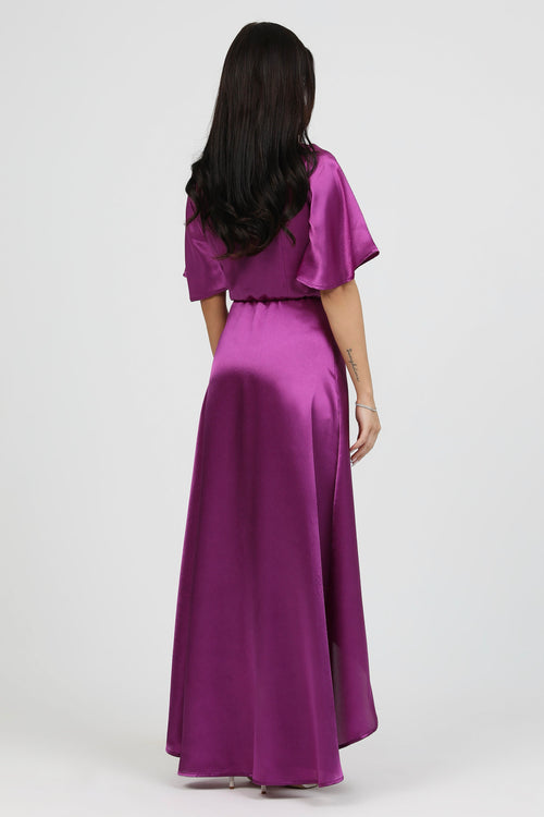 cyclamen dress, purple dress dress, Crepe Back satin dress, Satin Dress, Wrap Dress, satin evening dress, bridesmaid dress satin, Long satin dress, Bridesmaid Dress, Formal Dress, Wedding Guest Dress, Evening Gown, gown, evening dress, maxi dress