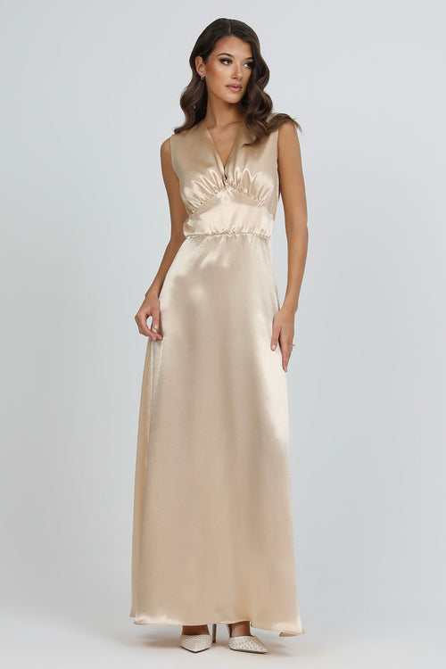 Beige Sleeveless Satin Dress Dsir Couture Beige Sleeveless Satin Dress Dsir Couture