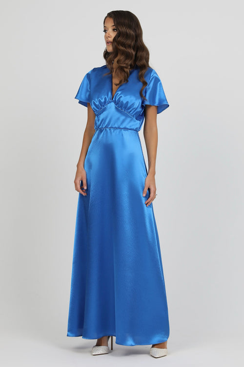 blue satin dress wedding guest 50+ Pretty Navy Blue Dresses to Wear To A Wedding!