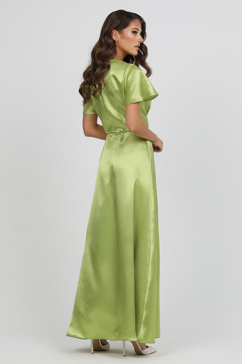 lime green bridesmaid dress, sage dress, Satin Dress short sleeves, crepe back satin dress, satin evening dress, bridesmaid dress satin, Long satin dress,  Bridesmaid satin Dress, Formal satin Dress, Wedding Guest satin Dress, Evening satin Gown, prom satin dress, gown, evening dress, maxi satin dress