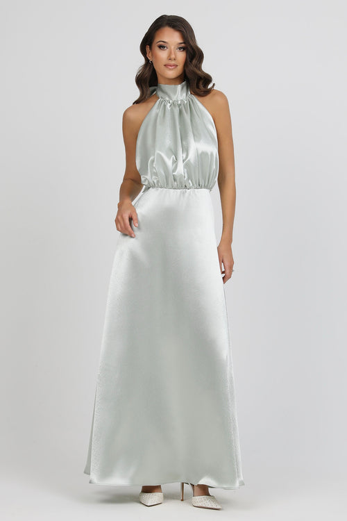 sage green dress halter neck Green Halter Bridesmaid Dresses