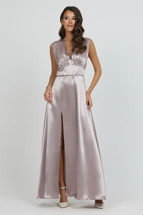 Taupe Sleeveless Satin Dress Dsir Couture Taupe Sleeveless Satin Dress Dsir Couture