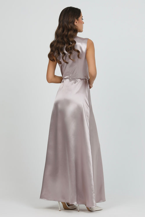 Taupe Sleeveless Satin Dress Dsir Couture Taupe Sleeveless Satin Dress Dsir Couture