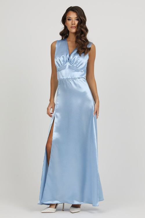 Light Blue Sleeveless Satin Dress Dsir Couture Light Blue Sleeveless Satin Dress Dsir Couture