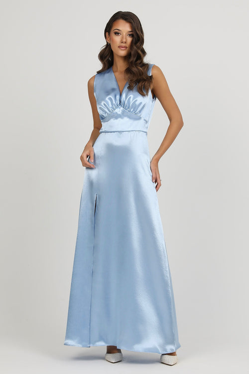 Light Blue Sleeveless Satin Dress Dsir Couture Light Blue Sleeveless Satin Dress Dsir Couture