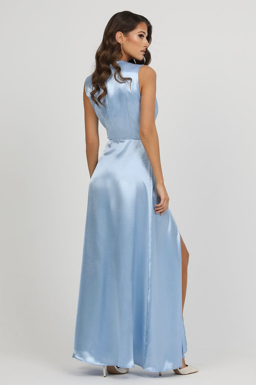 Light Blue Sleeveless Satin Dress Dsir Couture Light Blue Sleeveless Satin Dress Dsir Couture
