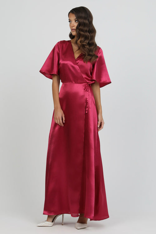 Satin Dress, crepe back satin dress, Wrap Dress, satin evening dress, bridesmaid dress satin, Long satin dress, Burgundy Dress, Bridesmaid Dress, Formal Dress, Wedding Guest Dress, Evening Gown, prom dress, gown, evening dress, maxi dress
